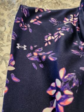 Under Armour Navy Floral Leggings with Purple & Pink Accents
